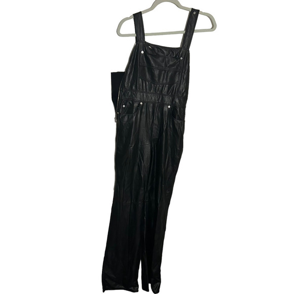 A.L.C. Braelyn Jumpsuit Faux Leather Black Size 4 - Picture 4 of 12